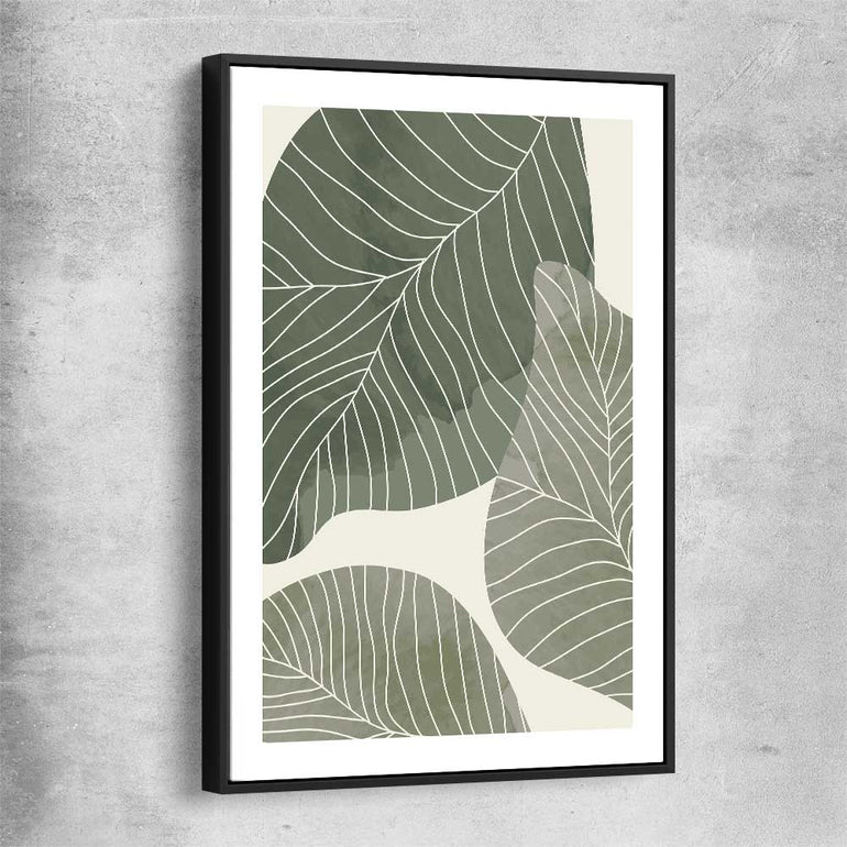 Floral print of Vintage Floral Two with black framed canvas