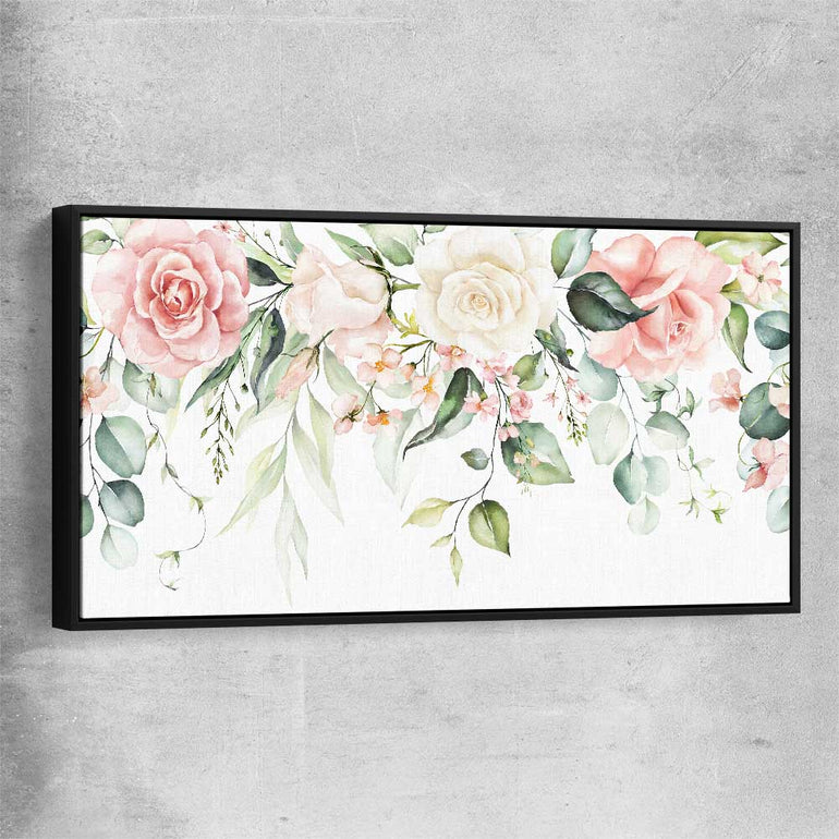 Floral print of Vivid Blossom with black framed canvas