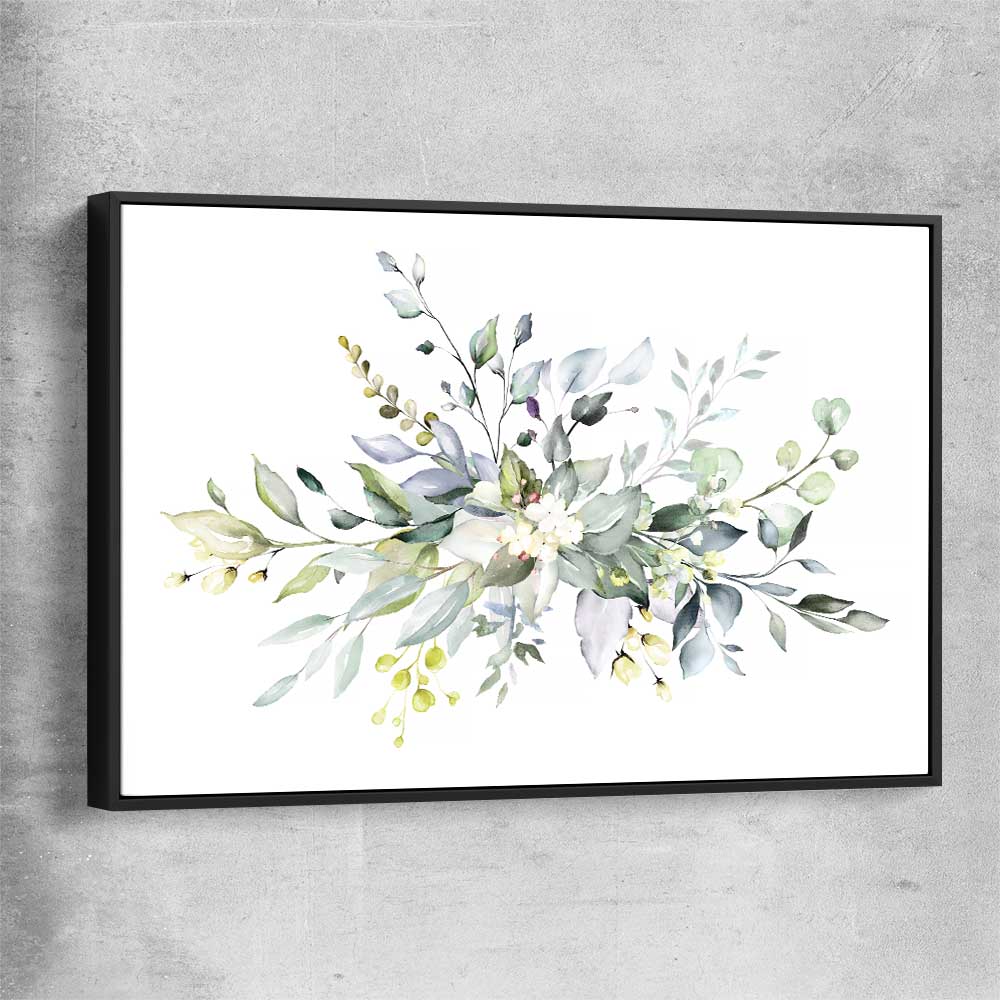 Floral print of Watercolour Floral with black framed canvas