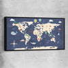 Discovery Map black framed canvas is a nursery canvas wall art and print suited for childrens nursery area