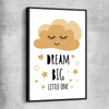 Dream Big black framed canvas is a nursery canvas wall art and print suited for childrens nursery area