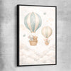 Floating Dreams black framed canvas is a nursery canvas wall art and print suited for childrens nursery area