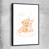 Hugs of Happiness black framed canvas is a nursery canvas wall art and print suited for childrens nursery area
