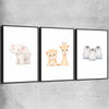 Little Animals Set black framed canvas is a nursery canvas wall art and print suited for childrens nursery area