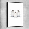 Little Penguin Trio black framed canvas is a nursery canvas wall art and print suited for childrens nursery area