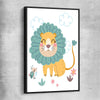 Safari Lion black framed canvas is a nursery canvas wall art and print suited for childrens nursery area