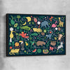 Tropical Alphabet black framed canvas is a nursery canvas wall art and print suited for childrens nursery area