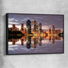 Brisbane City Reflections black framed canvas is a high quality print in our city skyline, travel prints and maps collection