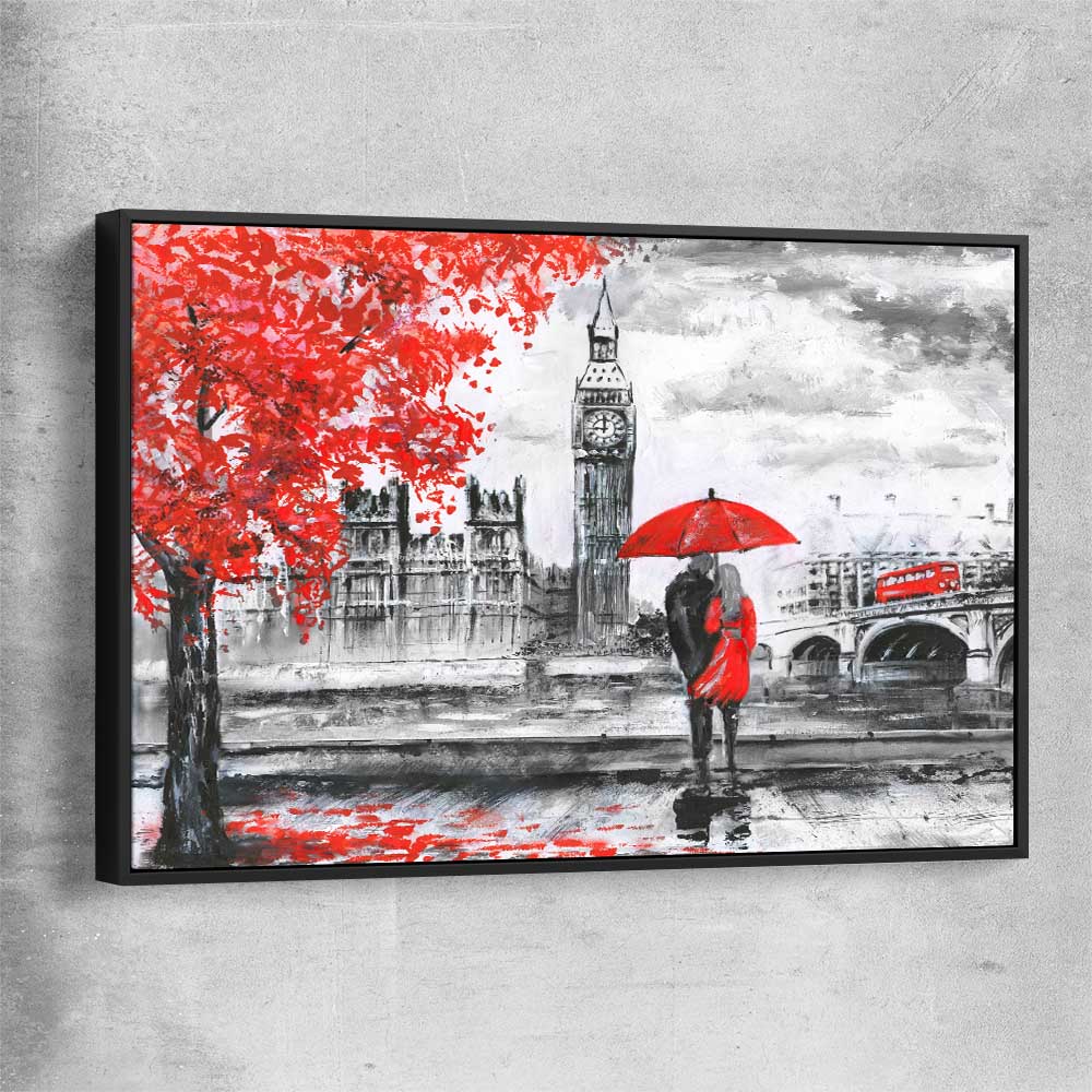 London Affection black framed canvas is a high quality print in our city skyline, travel prints and maps collection