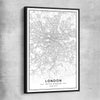 London City black framed canvas is a high quality print in our city skyline, travel prints and maps collection