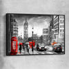 London Streetscape black framed canvas is a high quality print in our city skyline, travel prints and maps collection