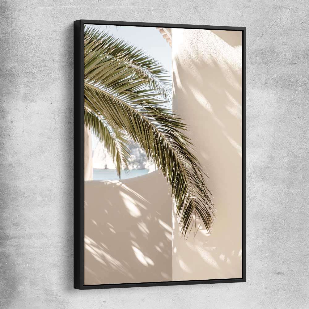 Moroccan Palm Shadow black framed canvas is a high quality print in our city skyline, travel prints and maps collection
