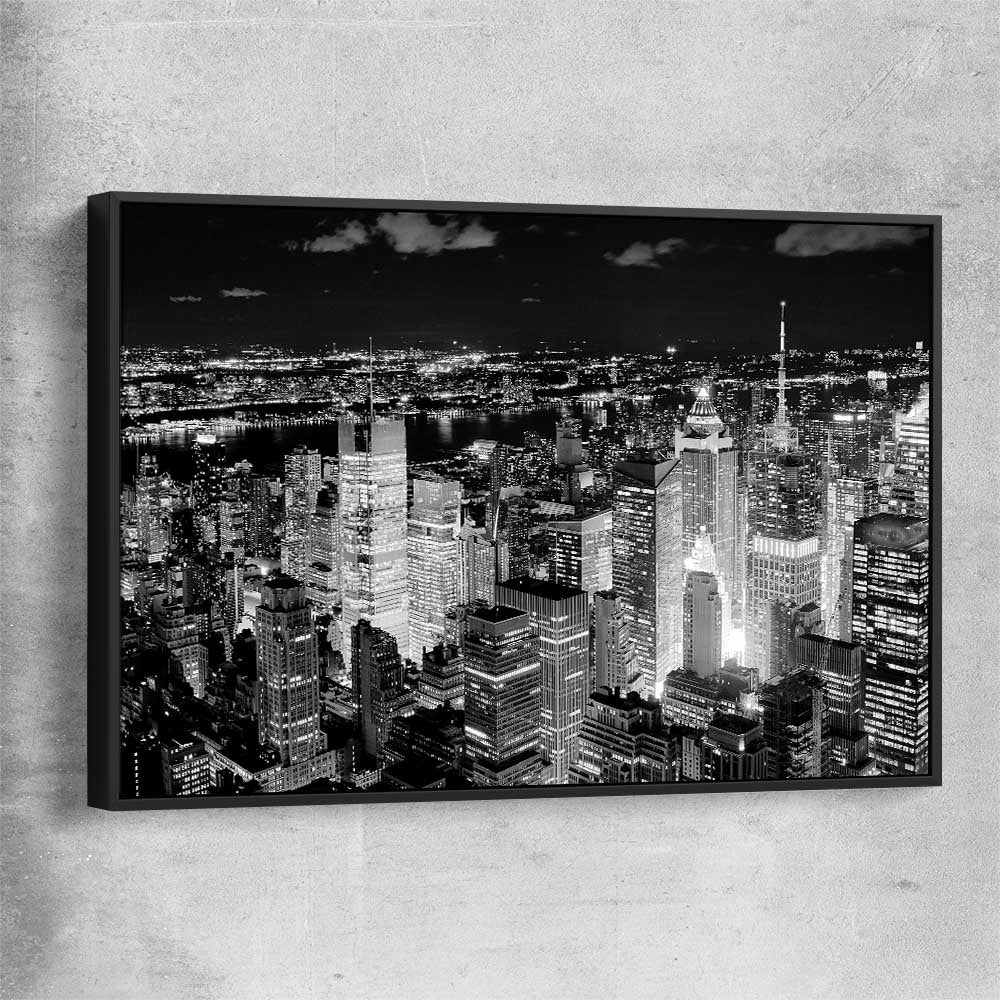 New York Cityscape black framed canvas is a high quality print in our city skyline, travel prints and maps collection