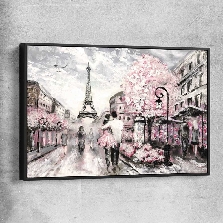 Paris Dreaming black framed canvas is a high quality print in our city skyline, travel prints and maps collection