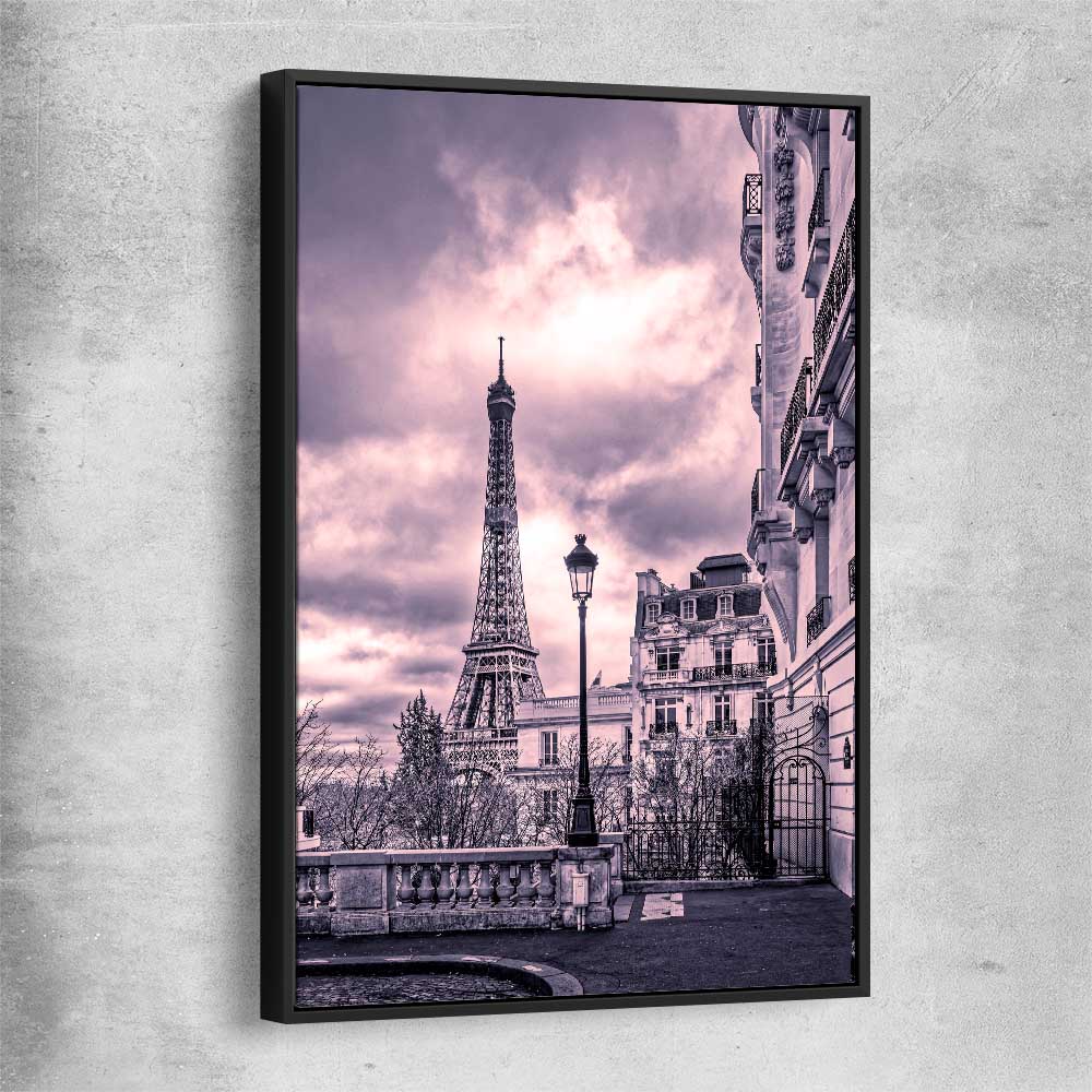 Paris Skyline Noir black framed canvas is a high quality print in our city skyline, travel prints and maps collection