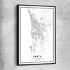 Perth City black framed canvas is a high quality print in our city skyline, travel prints and maps collection