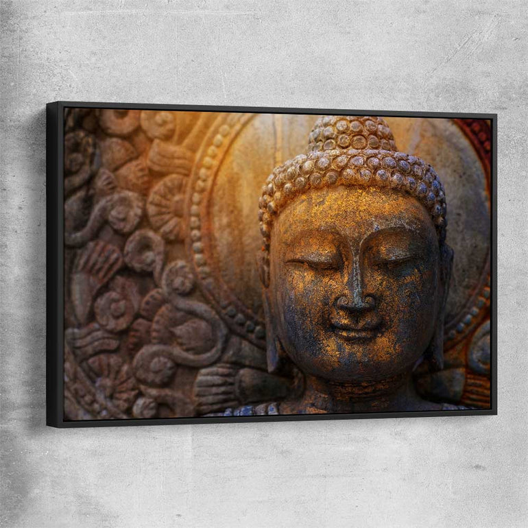 Rock Buddha black framed canvas is a high quality print in our city skyline, travel prints and maps collection