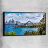 Sydney Harbour Panorama black framed canvas is a high quality print in our city skyline, travel prints and maps collection