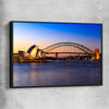 Sydney Harbour Sunset black framed canvas is a high quality print in our city skyline, travel prints and maps collection