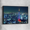Tokyo City black framed canvas is a high quality print in our city skyline, travel prints and maps collection