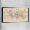 Vintage Map Colour black framed canvas is a high quality print in our city skyline, travel prints and maps collection