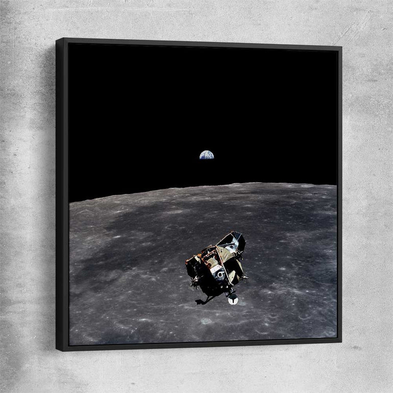 Space prints and wall art of Apollo 11 Earthrise with black framed canvas