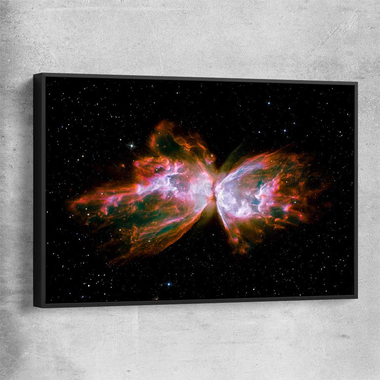 Space prints and wall art of Butterfly Nebula with black framed canvas