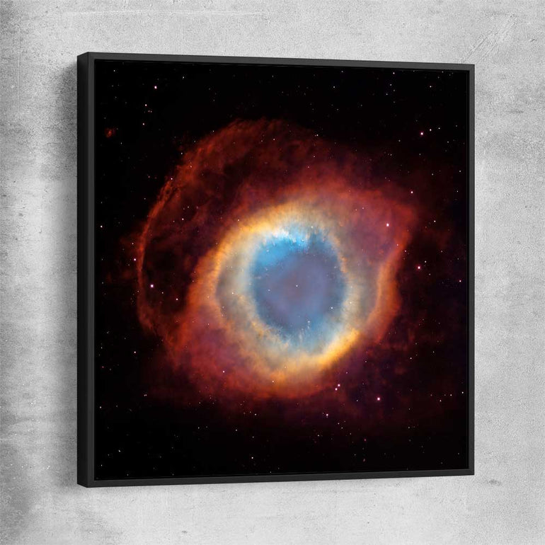 Space prints and wall art of Helix Nebula with black framed canvas