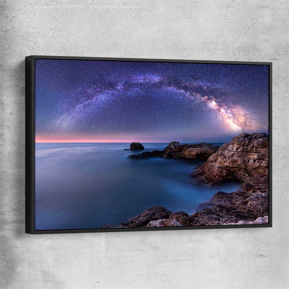 Space prints and wall art of Night Milky Way with black framed canvas