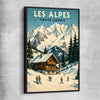 Les Alpes black framed canvas is a high quality print in our city skyline, travel prints and maps collection