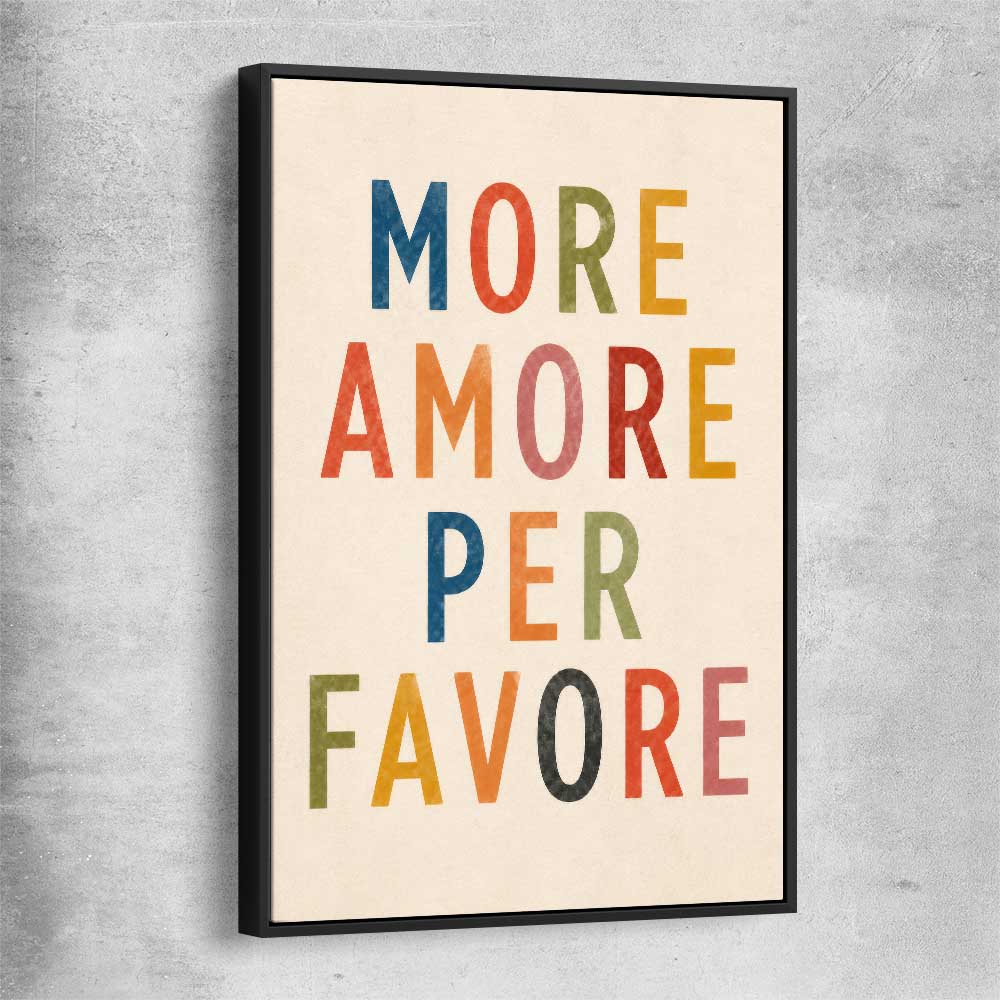 More Amore black framed canvas is a high quality print in our city skyline, travel prints and maps collection