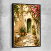 Sunlit Courtyard black framed canvas is a high quality print in our city skyline, travel prints and maps collection