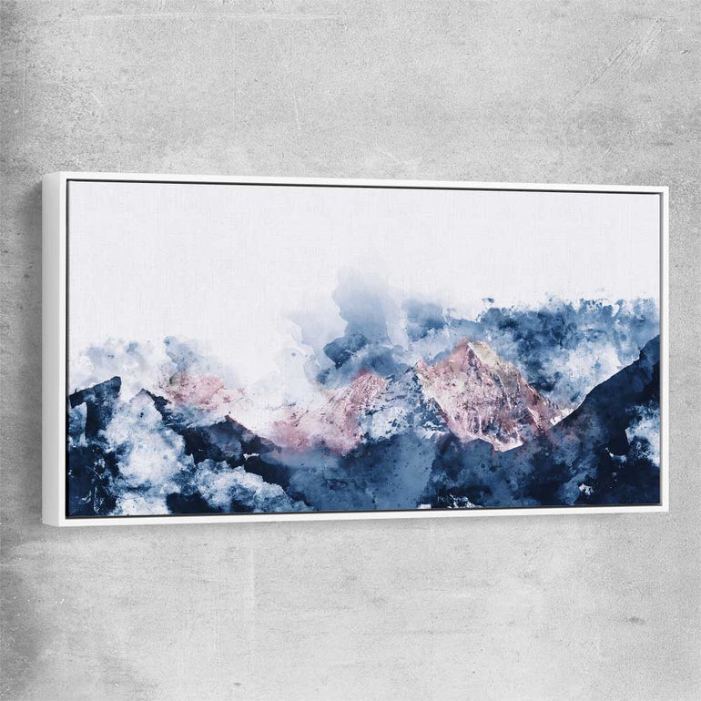 Abstract Mountains white framed canvas - part of our high quality canvas abstract wall art collection