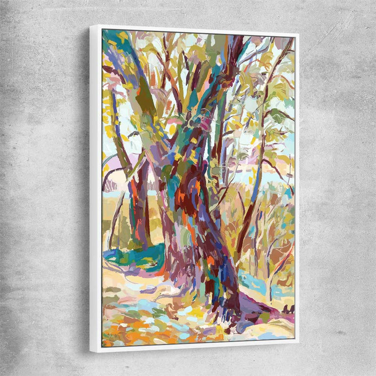 Autumn Leaves white framed canvas - part of our high quality canvas abstract wall art collection