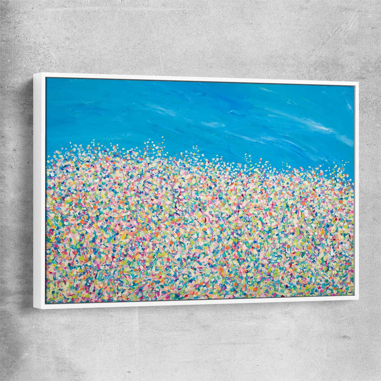 Banks of Atlantics white framed canvas - part of our high quality canvas abstract wall art collection
