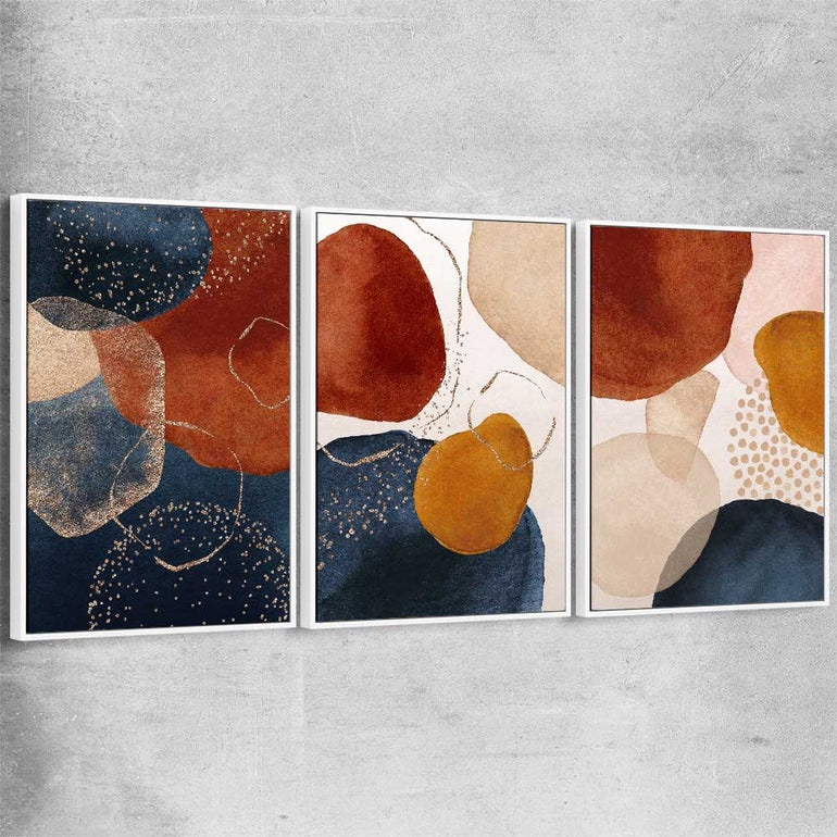 Beige Navy Set white framed canvas - part of our high quality canvas abstract wall art collection