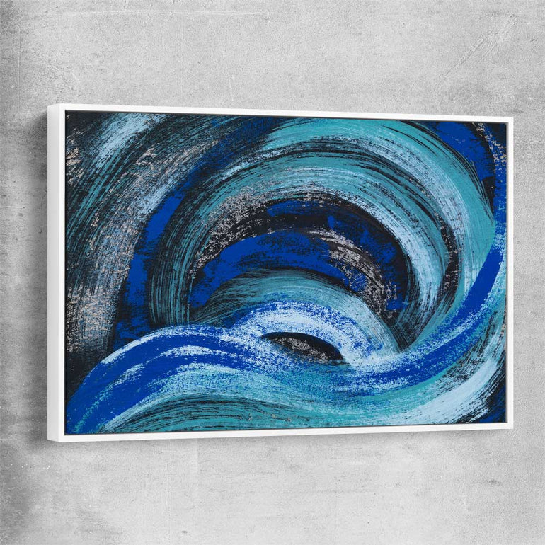 Blue Ether white framed canvas - part of our high quality canvas abstract wall art collection