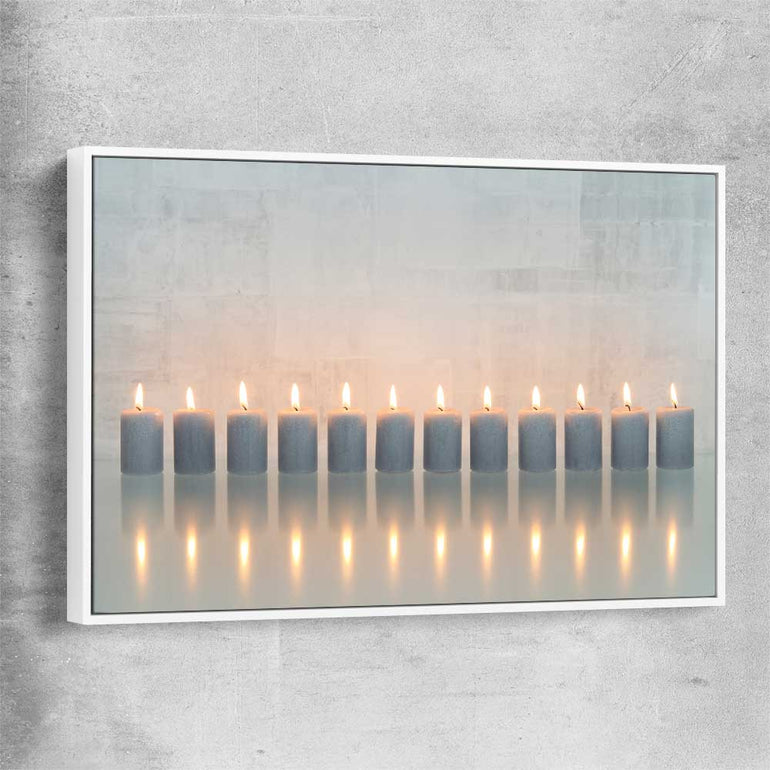 Candle Meditation white framed canvas - part of our high quality canvas abstract wall art collection
