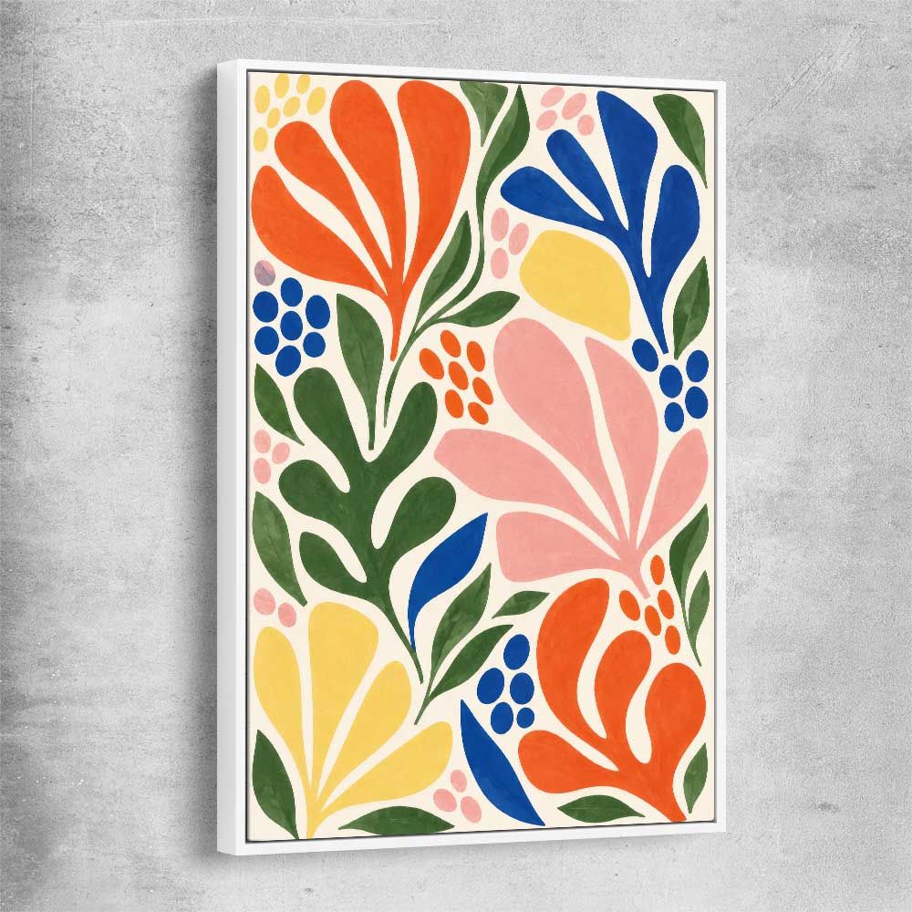 Chromatic Garden white framed canvas - part of our high quality canvas abstract wall art collection