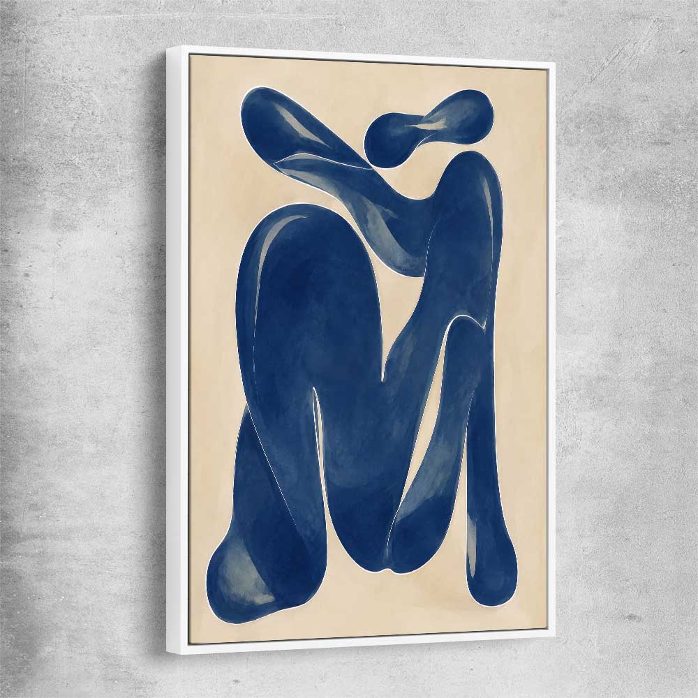 Cobalt Forms I white framed canvas - part of our high quality canvas abstract wall art collection