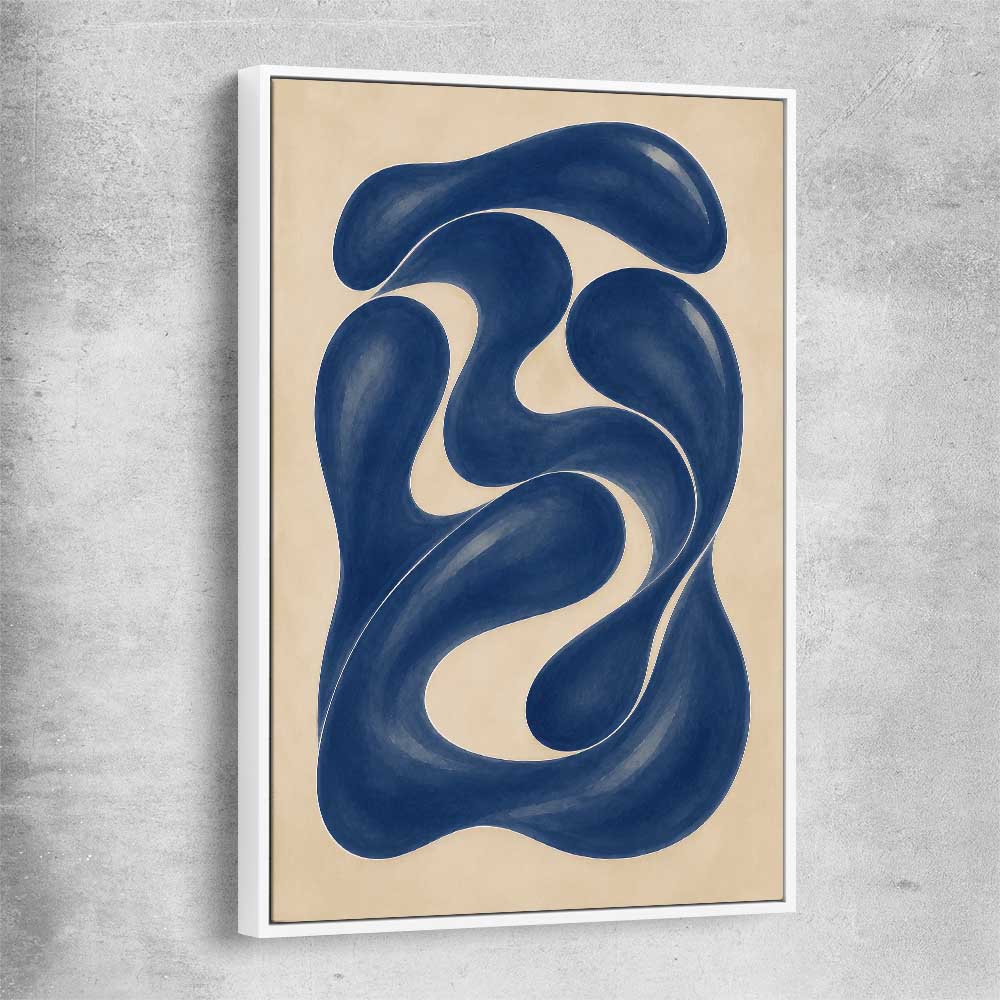 Cobalt Forms II white framed canvas - part of our high quality canvas abstract wall art collection