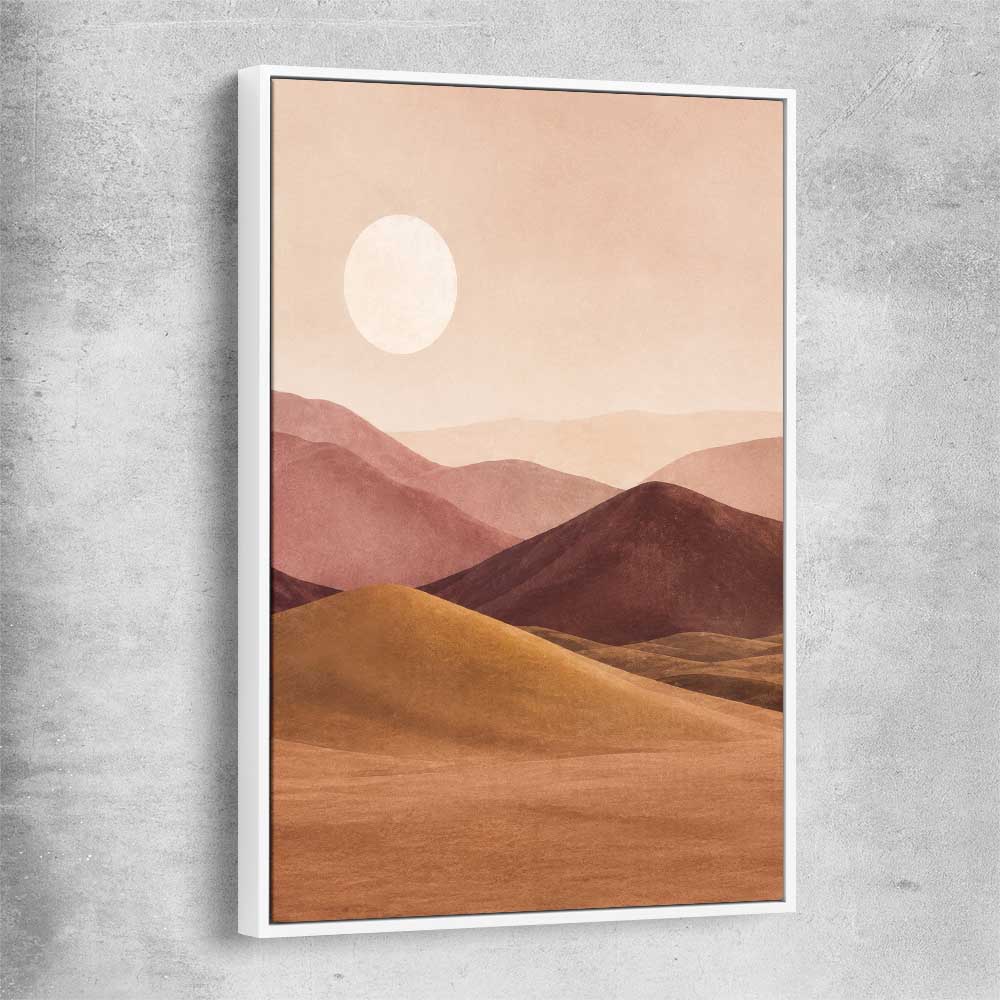Desert Moonrise white framed canvas - part of our high quality canvas abstract wall art collection