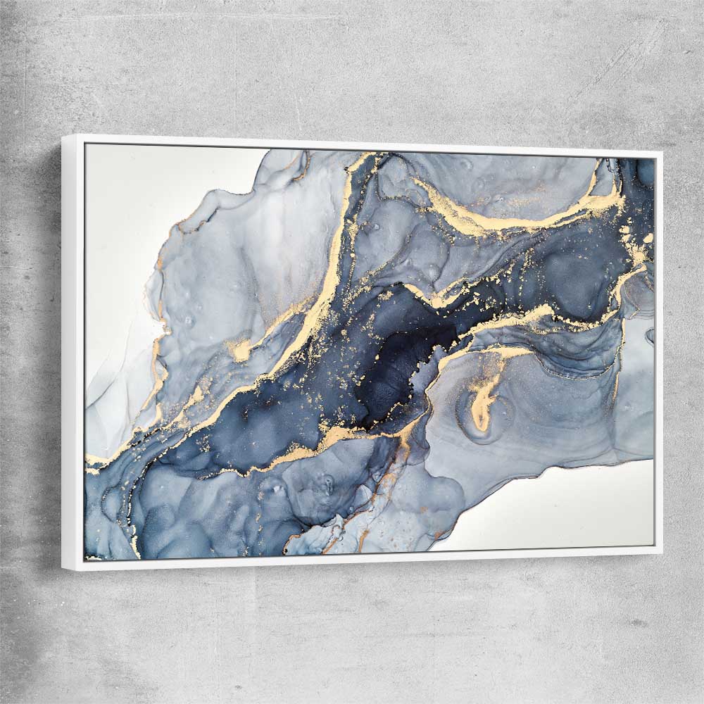 Drifting Blues white framed canvas - part of our high quality canvas abstract wall art collection