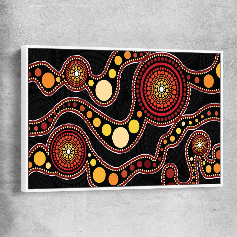 Earthen Colour Dots white framed canvas - part of our high quality canvas abstract wall art collection