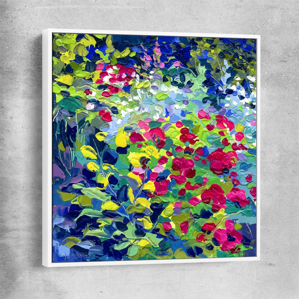 Flourished Dots white framed canvas - part of our high quality canvas abstract wall art collection
