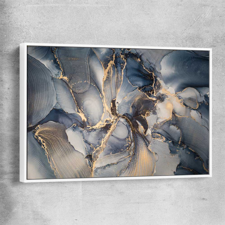 Fluid Swirls white framed canvas - part of our high quality canvas abstract wall art collection
