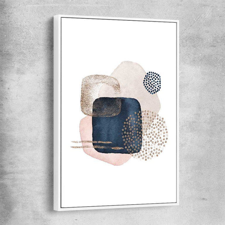 Geometric Dots white framed canvas - part of our high quality canvas abstract wall art collection