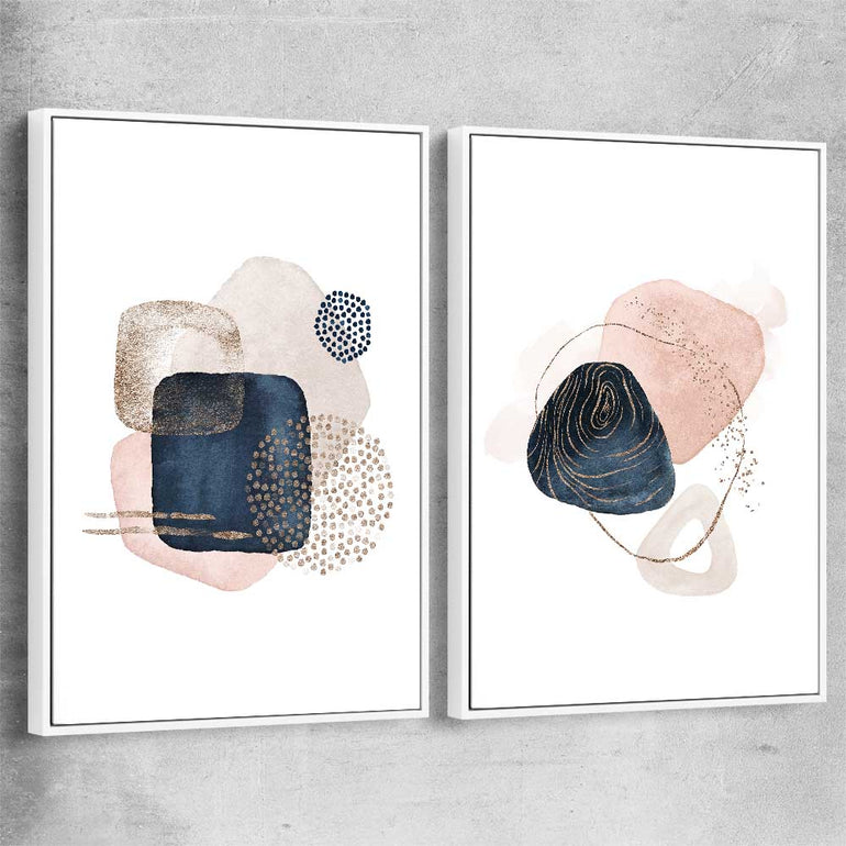 Geometric Dots Pair white framed canvas - part of our high quality canvas abstract wall art collection