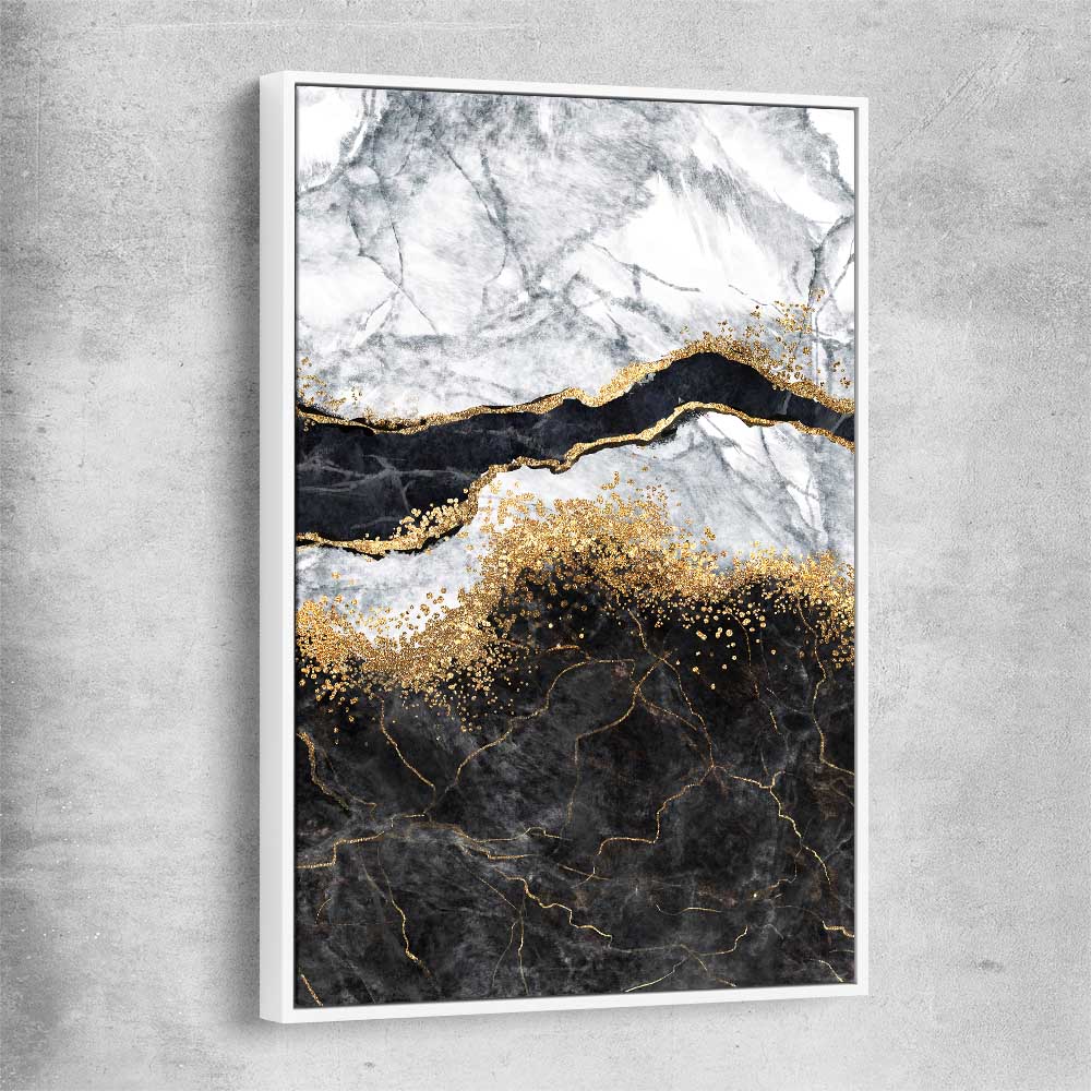 Golden Marble Two white framed canvas - part of our high quality canvas abstract wall art collection