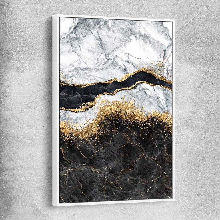 Golden Marble Two white framed canvas - part of our high quality canvas abstract wall art collection